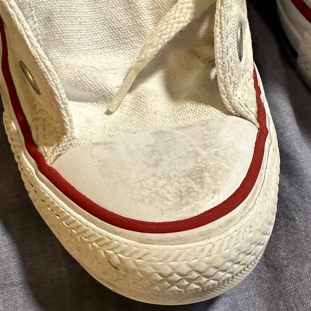 Converse Chuck Taylor All Star High-Top Sneakers in White with Red Trim - Picture 4 of 7